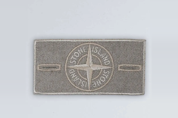 Badge brodé amovible gris argent, compatible Stone Island
